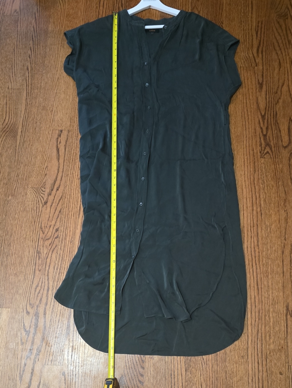 Quince Shirt Dress Large‎ 100% Silk Forest Green - Picture 6 of 6